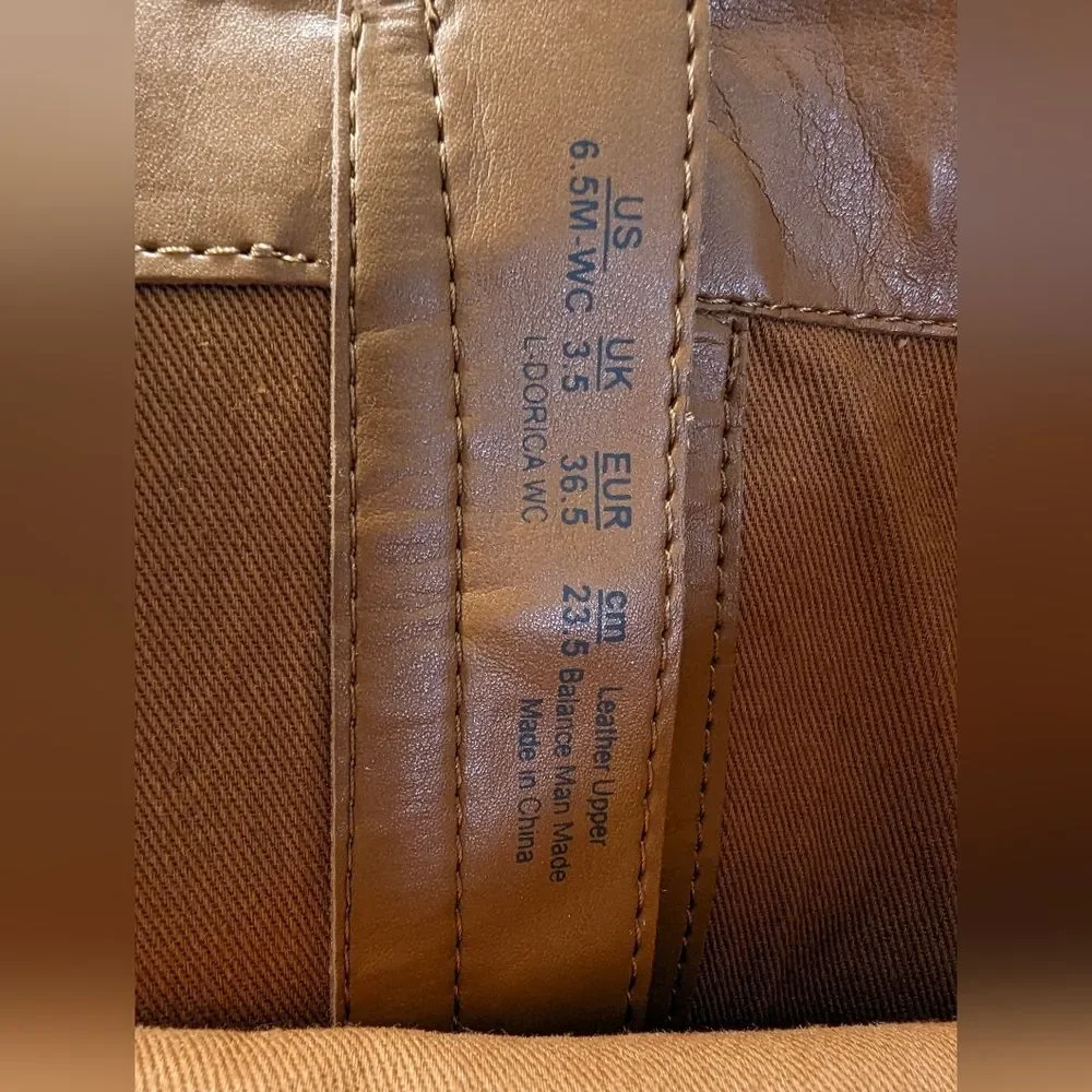 NEW Franco Sarto Womens L-Dorica Wide Calf leather High Tall Boot Cognac 6.5 WC